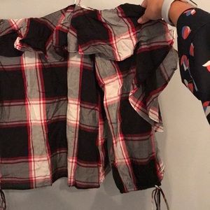 Cold shoulder red and black Loft shirt